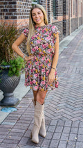 Vestido corto con estampado floral