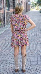 Vestido corto con estampado floral