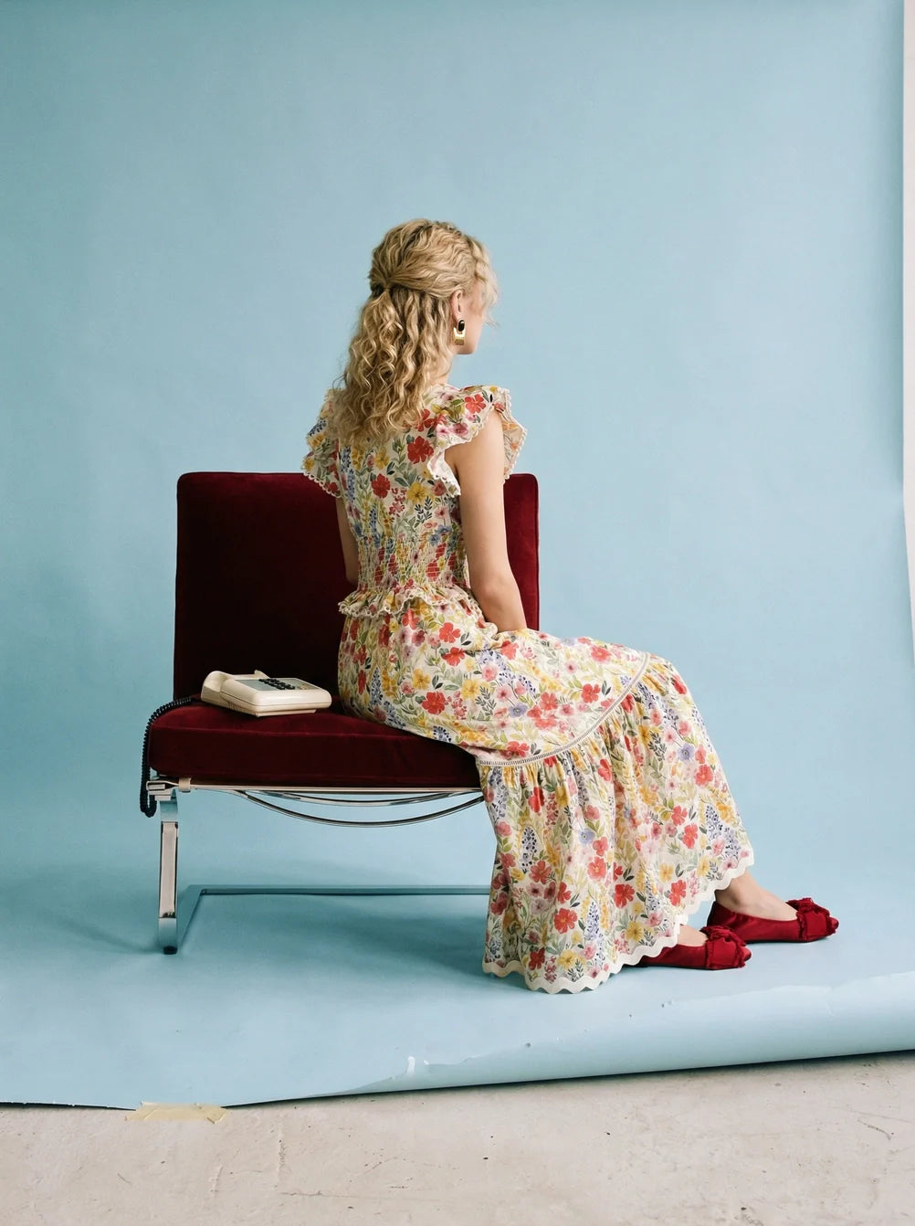 Vestido midi floral femenino