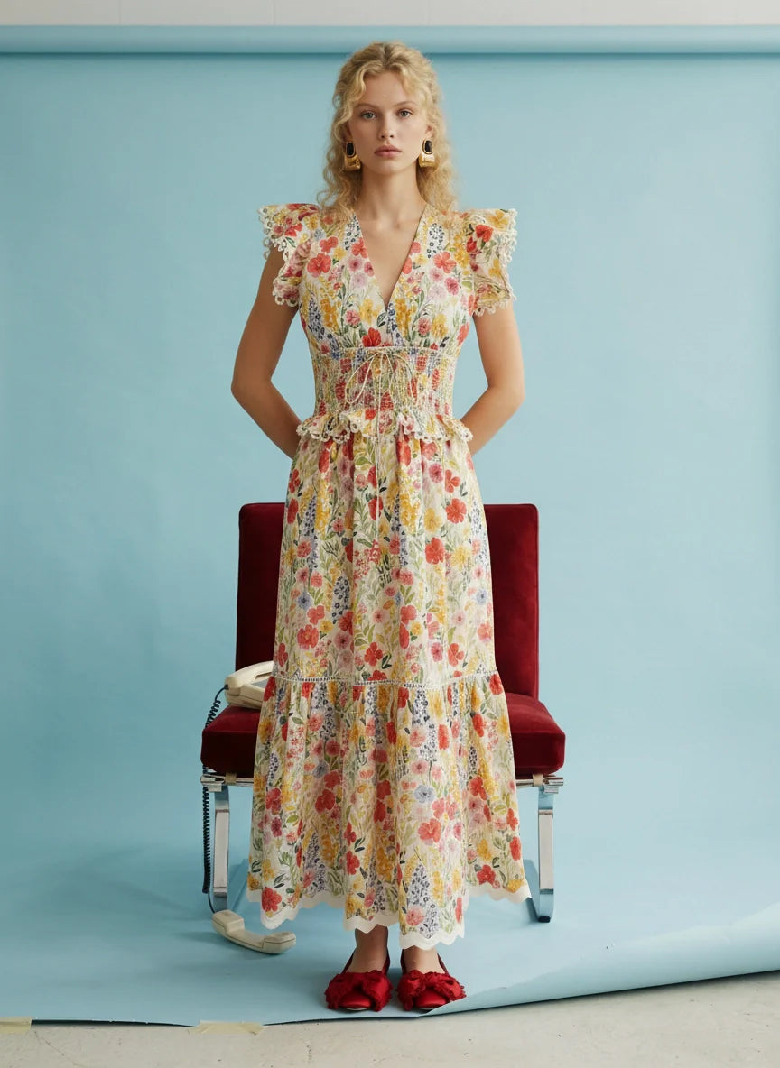 Vestido midi floral femenino